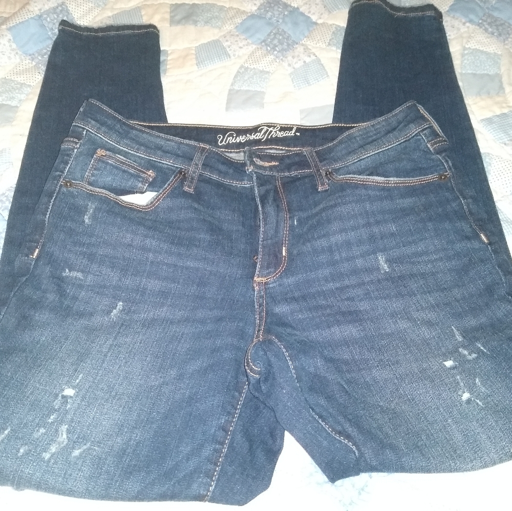 Universal thread- distressed blue jeans size 8!